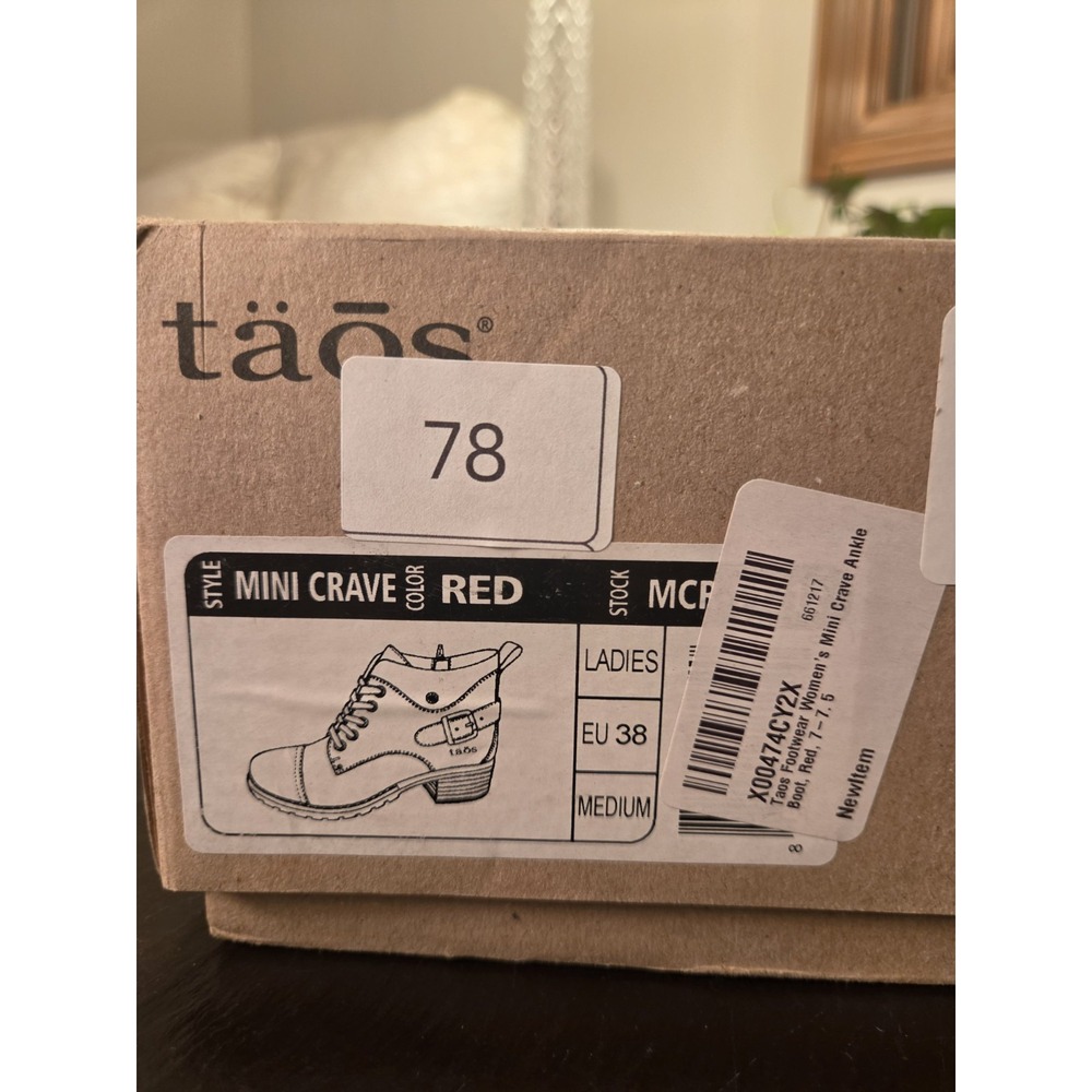 Taos Women's Mini Crave Leather Ankle Boots Red US Size 7-7.5/EU 38 NEW! $210 - Picture 11 of 16